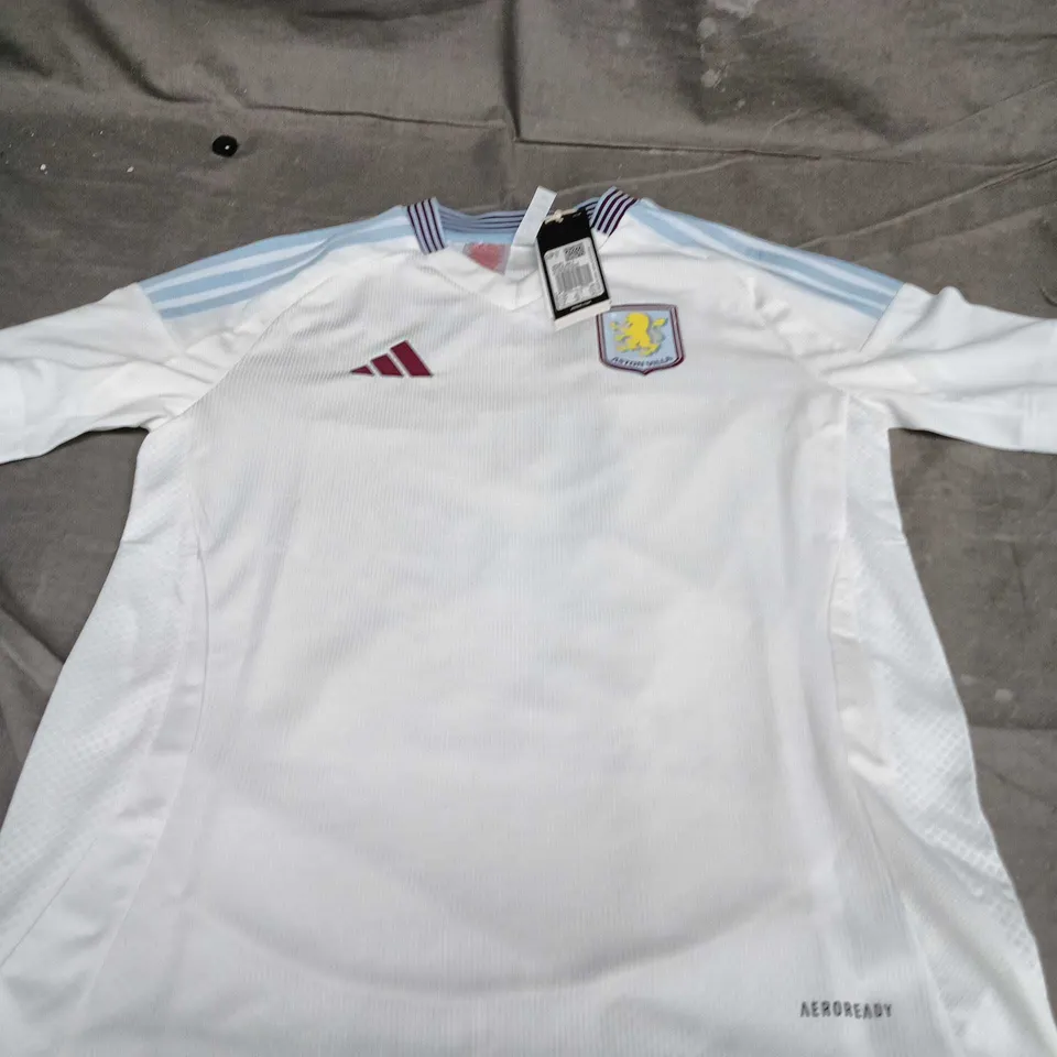 ASTON VILLA FOOTBALL SHIRT – CHARLIE 8, ADIDAS AEROREADY – WHITE SIZE M 