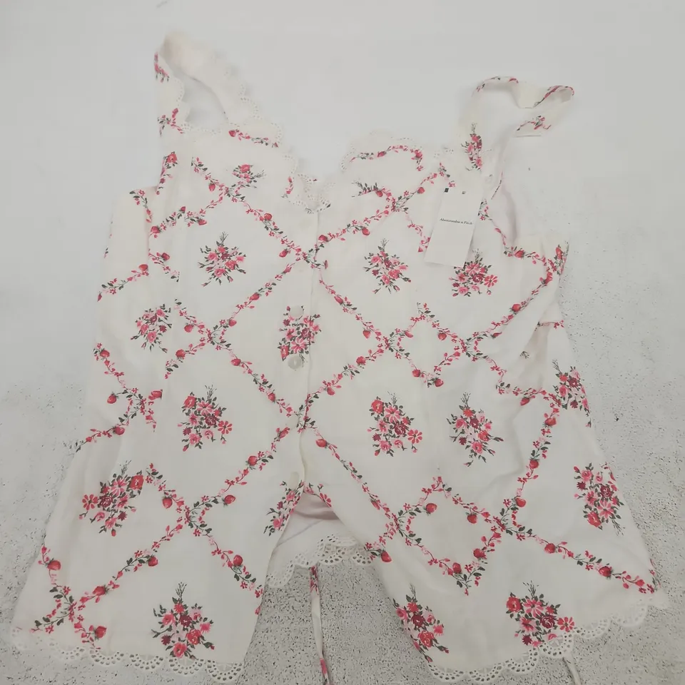 ABERCROMBIE & FITCH FLORAL WHITE LACE ROMPER – SIZE M