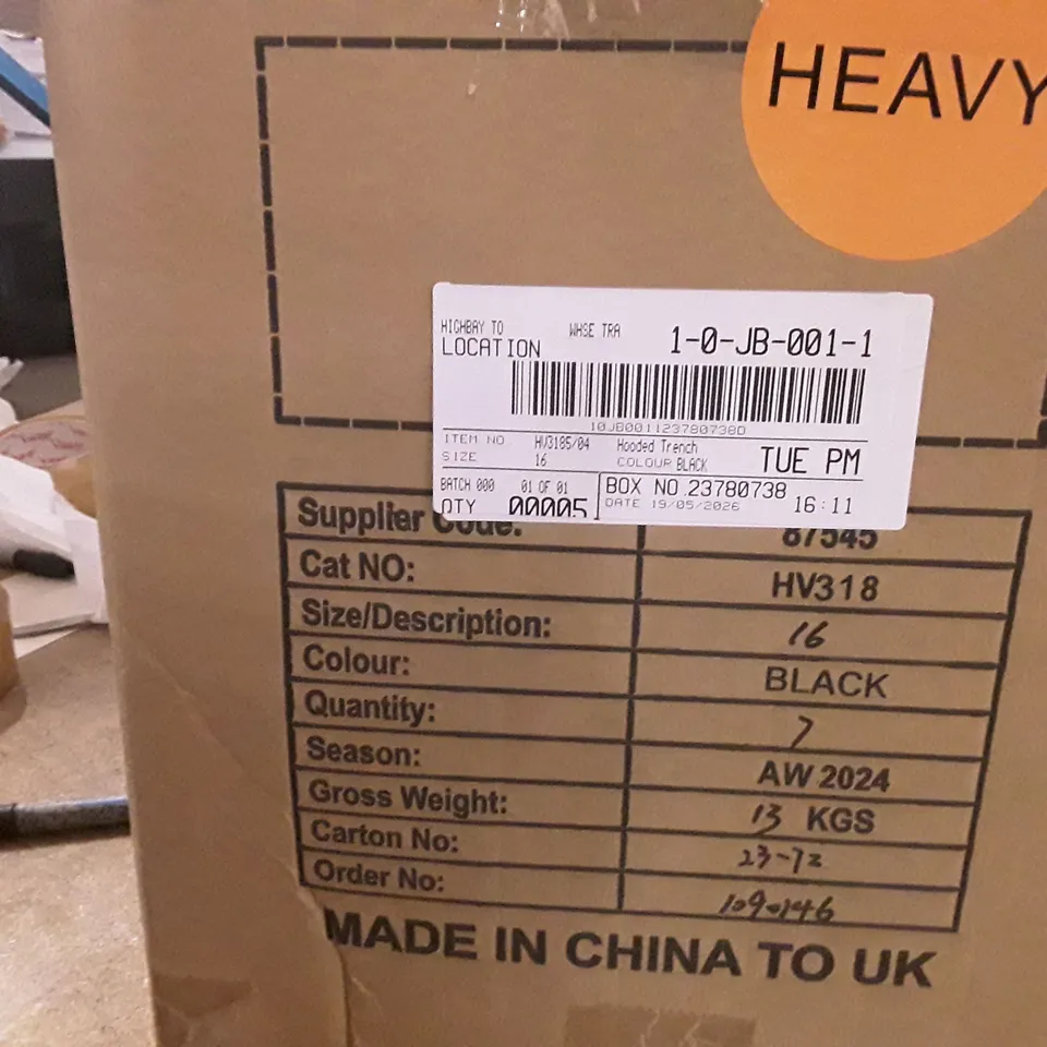 BOXED BRAND NEW JDWILLIAMS DENIM HOODED TRENCH SIZE 16 BLACK COLOUR APPROXIMATELY 5 PIECES 