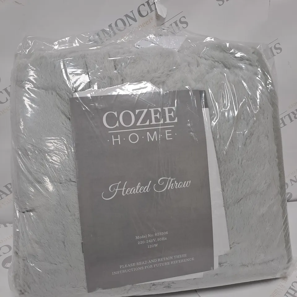 COZEE HOME VELVET SOFT HEATED BLANKET IN GREY