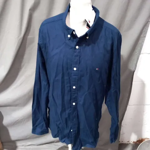 TOMMY HILFIGER FLEX DOBBY SF SHIRT CARBON NAVY SIZE L