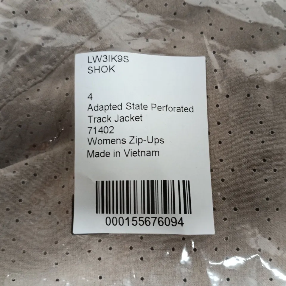 BAGGED ADANOLA ADAPTED STATE PERFORATED TRACK JACKET – WOMEN’S ZIP-UP, UK 8 (US 4) – BEIGE