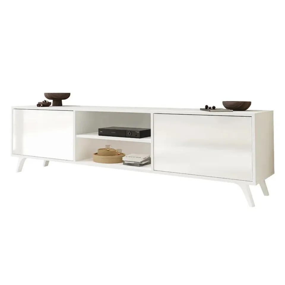 BOXED HIGGINSON TV STAND UPTO 78" WHITE