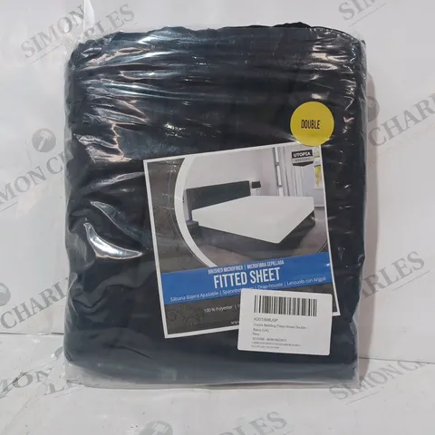 UTOPIA BRUSHED MICROFIBER FITED SHEET IN BLACK - DOUBLE