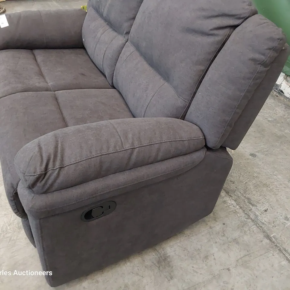 DESIGNER MANUAL RECLINING TWO SEATER SOFA CHARCOAL FABRIC 