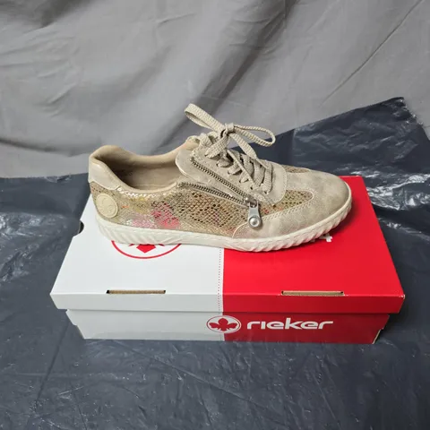 RIEKER WOMEN'S BEIGE TRAINERS WITH ZIP DETAIL – BOXED SIZE 39