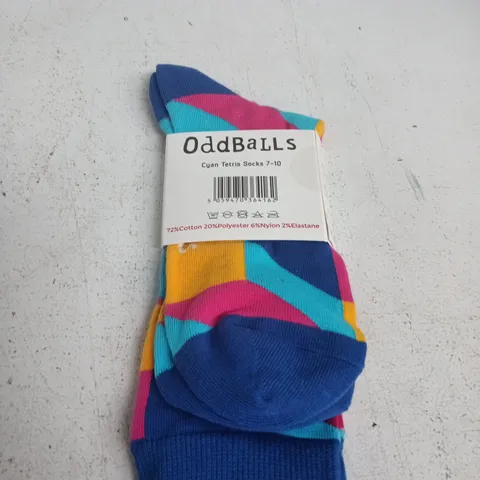 ODDBALLS CYAN TETRIS SOCKS UK 7-10 – ONE PAIR