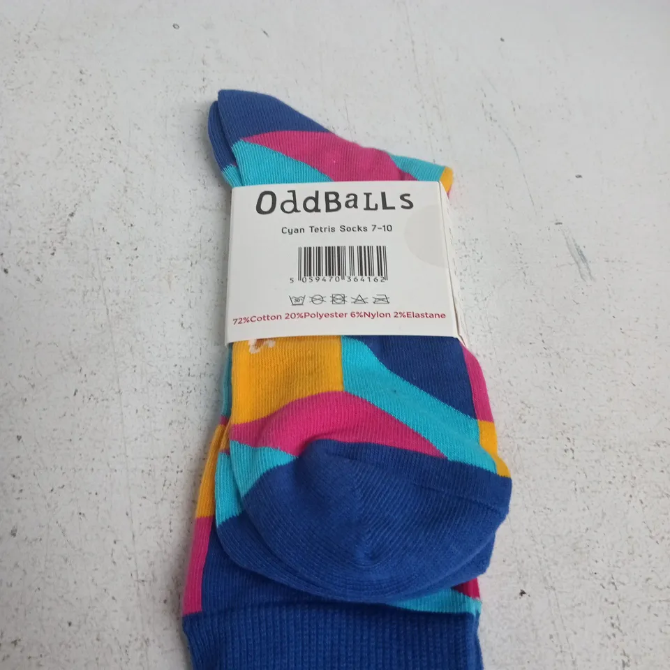 ODDBALLS CYAN TETRIS SOCKS UK 7-10 – ONE PAIR