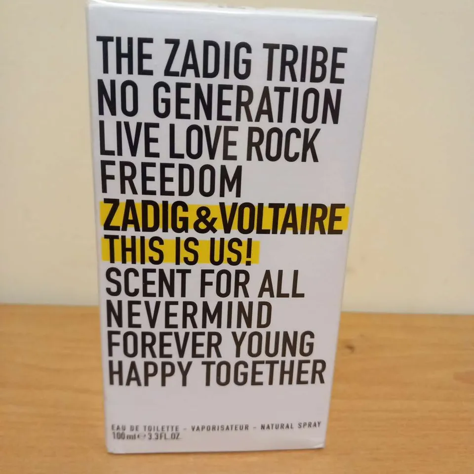 BOXED AND SEALED THE ZADIG TRIBE NO GENERATION LIVE LOVE ROCK FREEDOM EAU DE TOILETTE 100ML