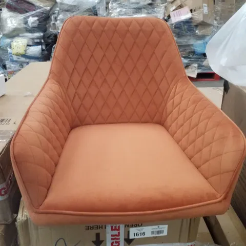 BOXED SET OF 2 ORANGE VELVET DINING CHAIRS