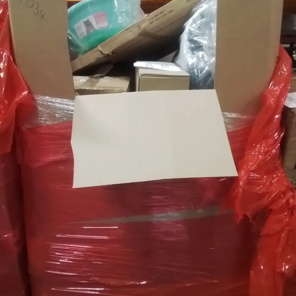 PALLET CONTAINING VARIOUS ASSORTED ITEMS TO INCLUDE:LIGHTING, VINYL RECORD FRAME,GOLF PUTTING MAT,BAMBOO CURTAIN AND OTHER ASSORTED ITEMS...