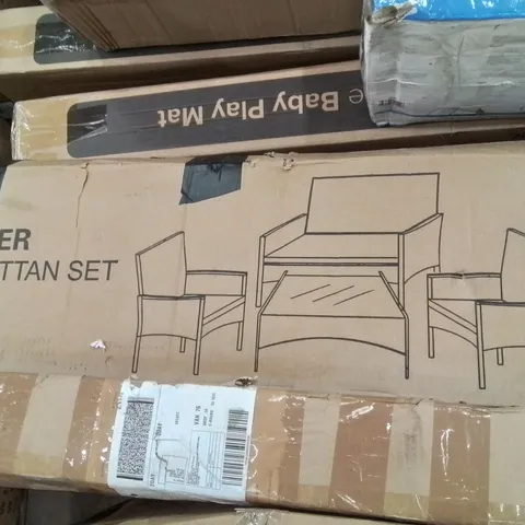 BOXED 4 SEATER SOFA RATTAN SET (1 BOX) -BLACK-