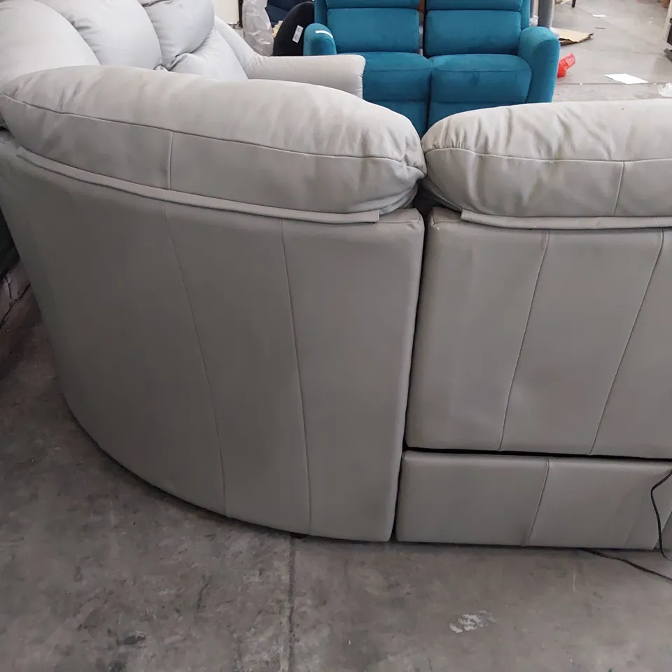QUALITY BRITISH DESIGNER G PLAN FIRTH POWER RECLINING CORNER GROUP CAMBRIDGE GREY LEATHER