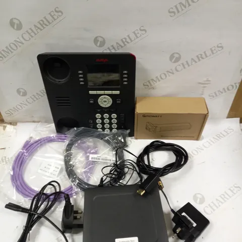 BOX OF APPROXIMATELY 15 ASSORTED ELECTRICAL ITEMS TO INCLUDE TELEPHONE HANDSET, WIRELESS MONITORING ACCESSORY, VARIOUS POWER SUPPLIES ETC