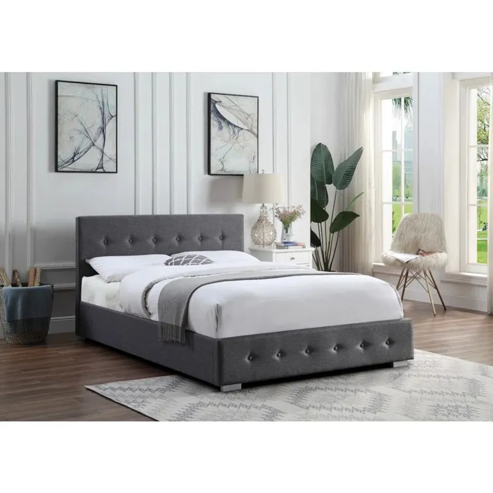 BOXED ANEDA UPHOLSTERED DOUBLE STORAGE BED (2 BOXES)