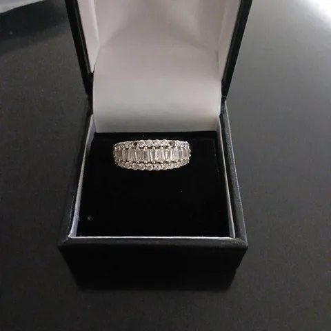 DIAMONIQUE 0.89CT TW MIXED CUT BAND RING STERLING SILVER