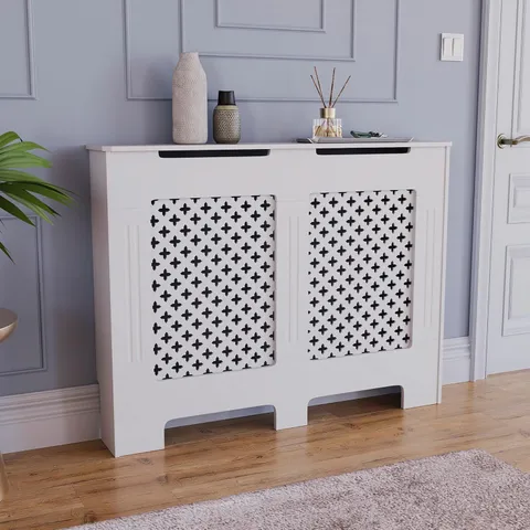 BOXED LASSIC VIDA DESIGNS OXFORD RADIATOR COVER, MEDIUM - WHITE (1 BOX)