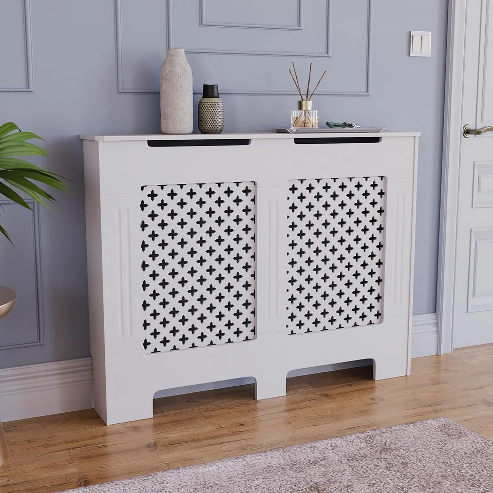 BOXED LASSIC VIDA DESIGNS OXFORD RADIATOR COVER, MEDIUM - WHITE (1 BOX)