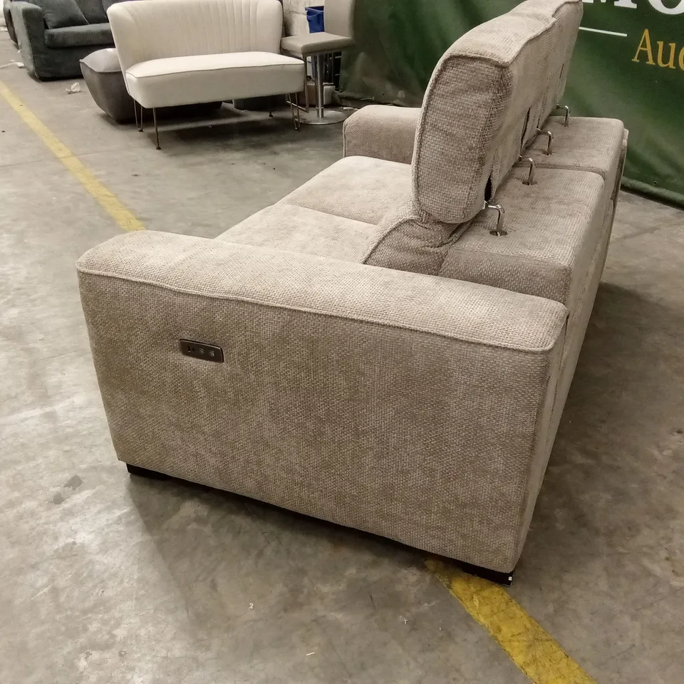 VENOSA 2 SEATER POWER RECLINER FABRIC SOFA - NATURAL RRP £1299