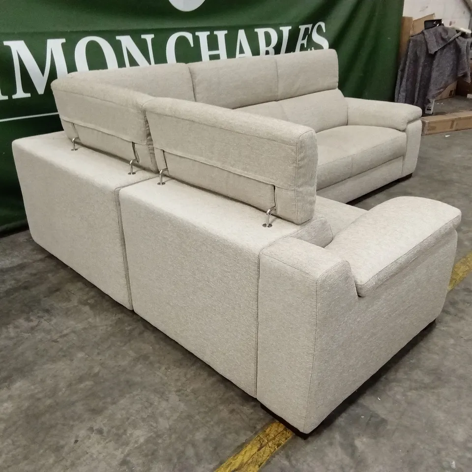 QUALITY DESIGNER ITALIAN MADE RICCARDO FABRIC CORNER SOFA - BEIGE 