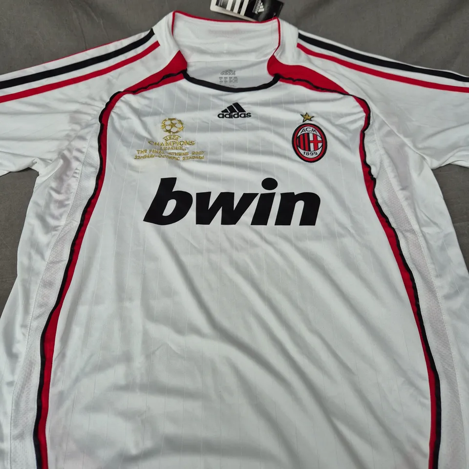 AC MILAN 2007/08 AWAY SHIRT –  ATHENS 2007 CHAMPIONS LEAGUE PATCH - SIZE XL