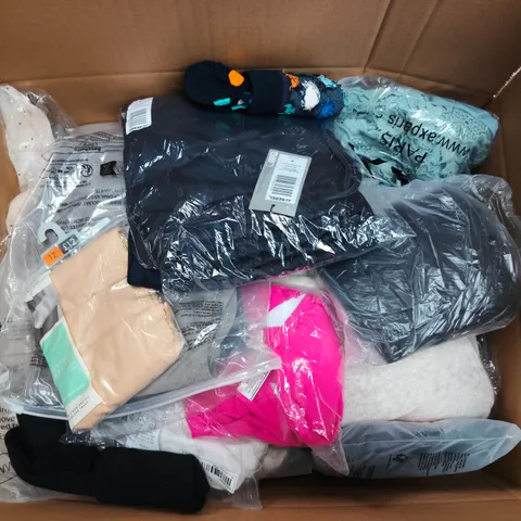 LARGE BOX OF APPROXIMATELY 25 ASSORTED CLOTHING ITEMS IN VARIOUS COLOURS, STYLES AND SIZES - COLLECTION ONLY