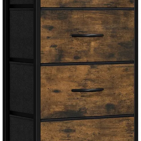 BOXED YITAHOME CHEST OF DRAWER WITH 4 DRAWERS FOR BEDROOM FABRIC DRESSER STORAGE DRAWERS WITH HANDLES METAL FRAME ,BROWN