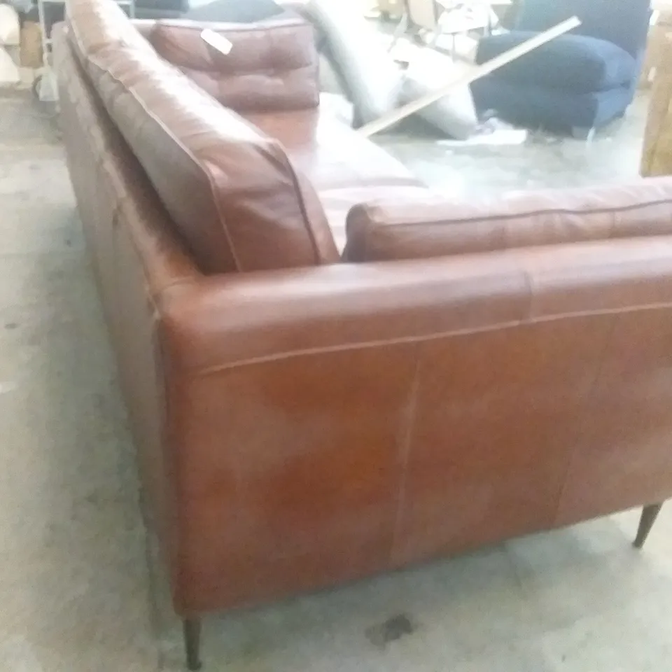 QUALITY DESIGNER GIOVANNA 3 SEATER SOFA - BROWN LEATHER 