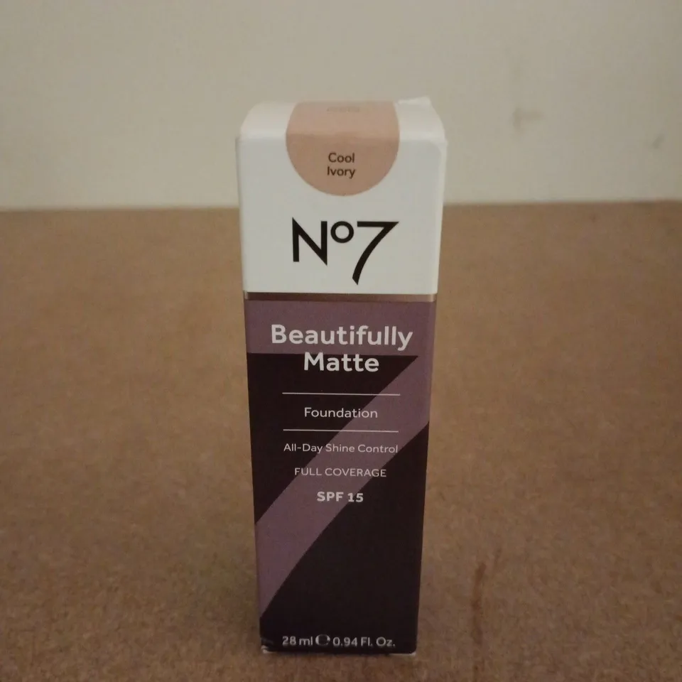BOXED AND SEALED NO7 BEAUTIFULLY MATTE FOUNDATION COAL IVORY (28ML)