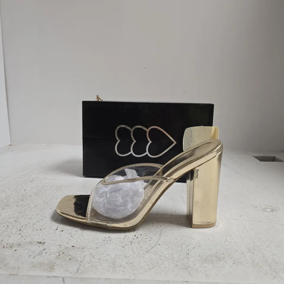 KOI GOLD METALLIC SANDALS – STYLE DB145, UK7 (EU40), WOMEN'S OPEN-TOE HEELED SANDALS