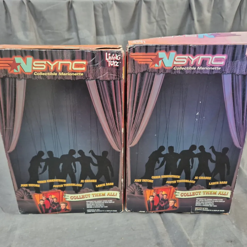 LOT OF 2 N-SYNC COLLECTIBLE MARIONETTES LANCE BASS & JC CHASE