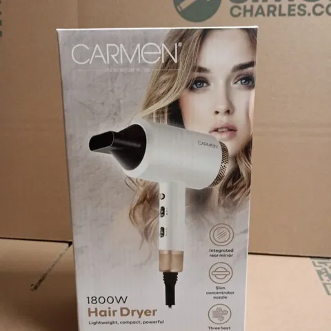 CARMEN 1800W HAIR DRYER – WHITE, BOXED