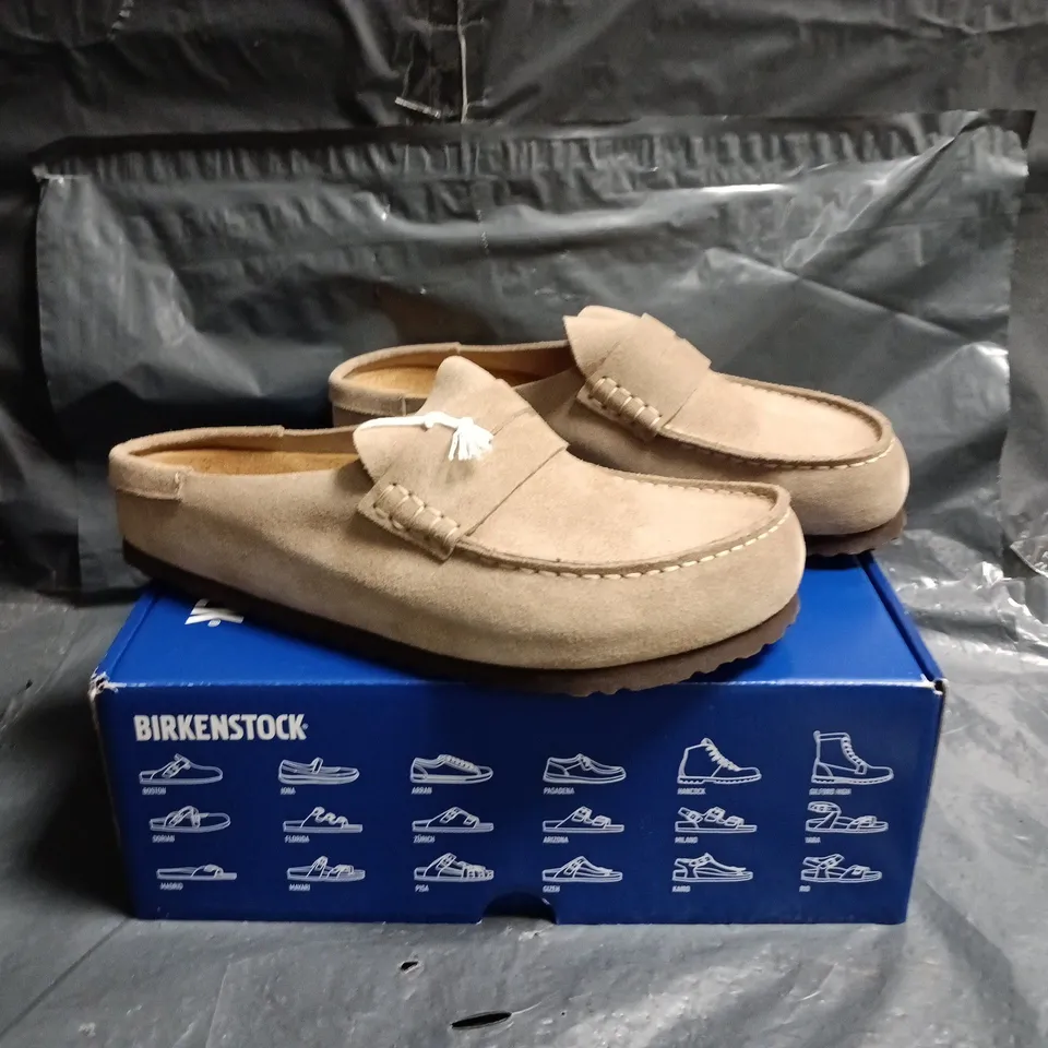 BIRKENSTOCK SUEDE SLIP-ON SHOES – TAUPE SIZE 8