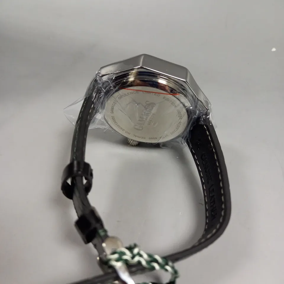 BOXED GAMAGES OPULENCE STEEL GREEN DIAL WATCH 