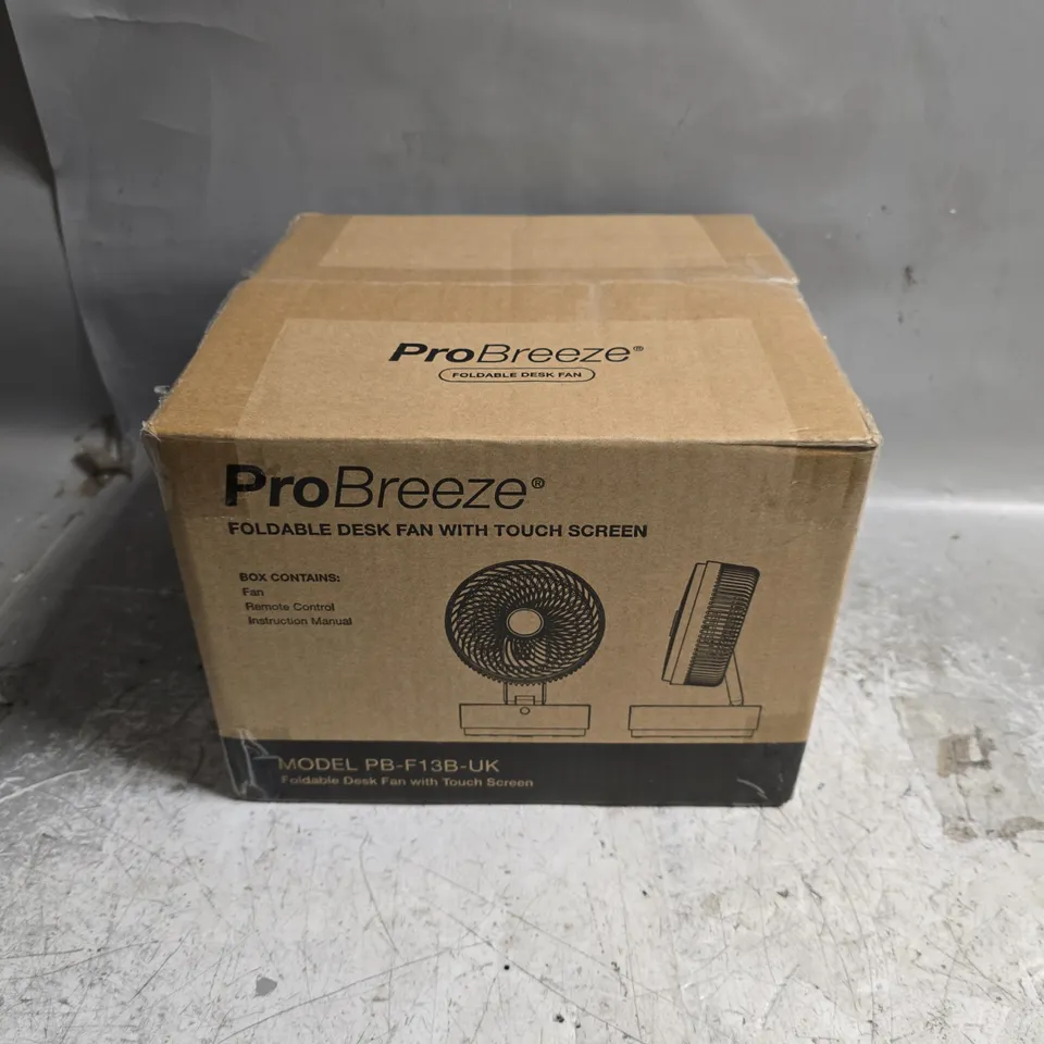 BOXED PROBREEZE FOLDABLE DESK FAN WITH TOUCH SCREEN