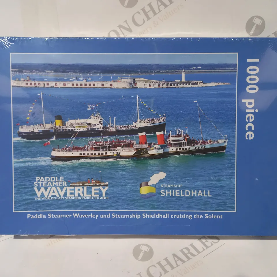 BOXED 1000 PIECE JIGSAW PUZZLE - PADDLE STEAMER WAVERLEY & STEAMSHIP SHIELDHALL