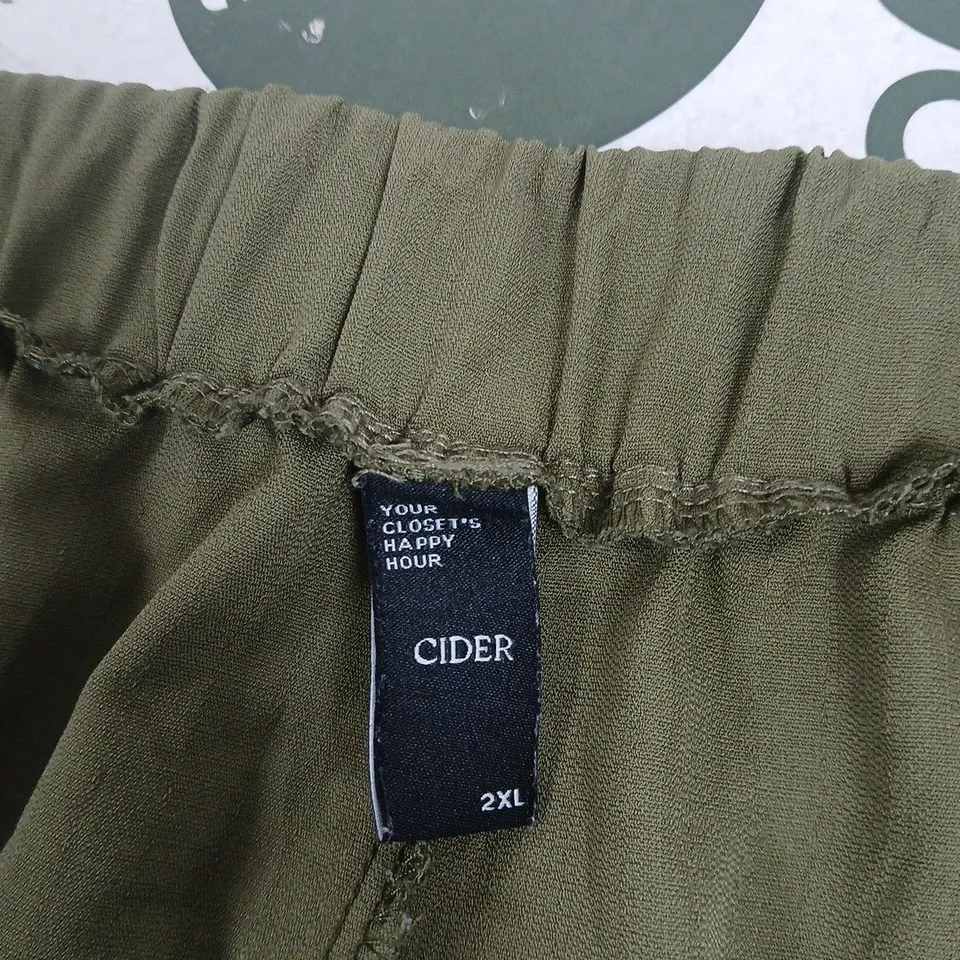 CIDER OLIVE GREEN DRAWSTRING TROUSERS, UK 20 (2XL)