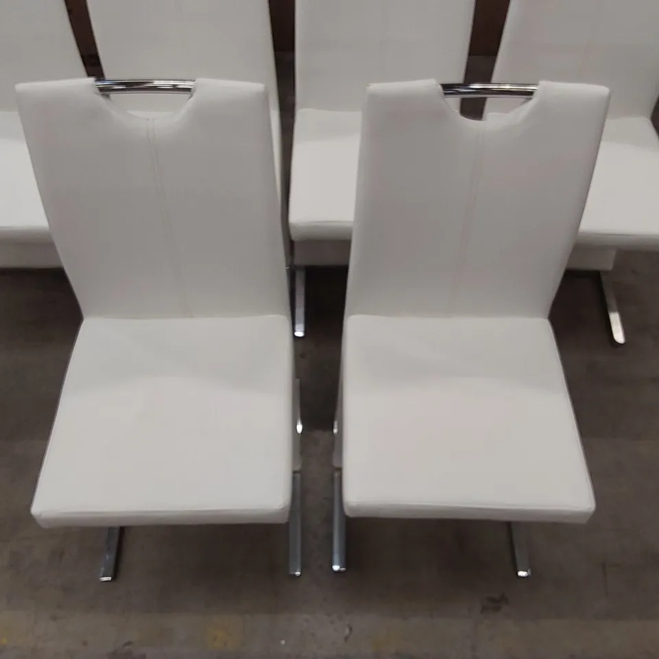 SET OF 6 DESIGNER FAUX LEATHER DINING CHAIRS