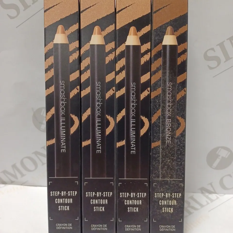 LOT OF 4 SMASHBOX CONTOUR & HIGHLIGHT STICKS - 1 X BRONZE, 3 X ILLUMINATE