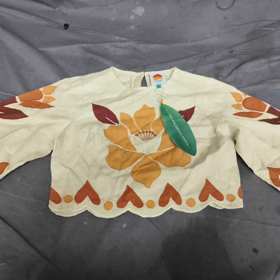 FARMRIO SUMMER CUTWORK SAND BLOUSE - XS