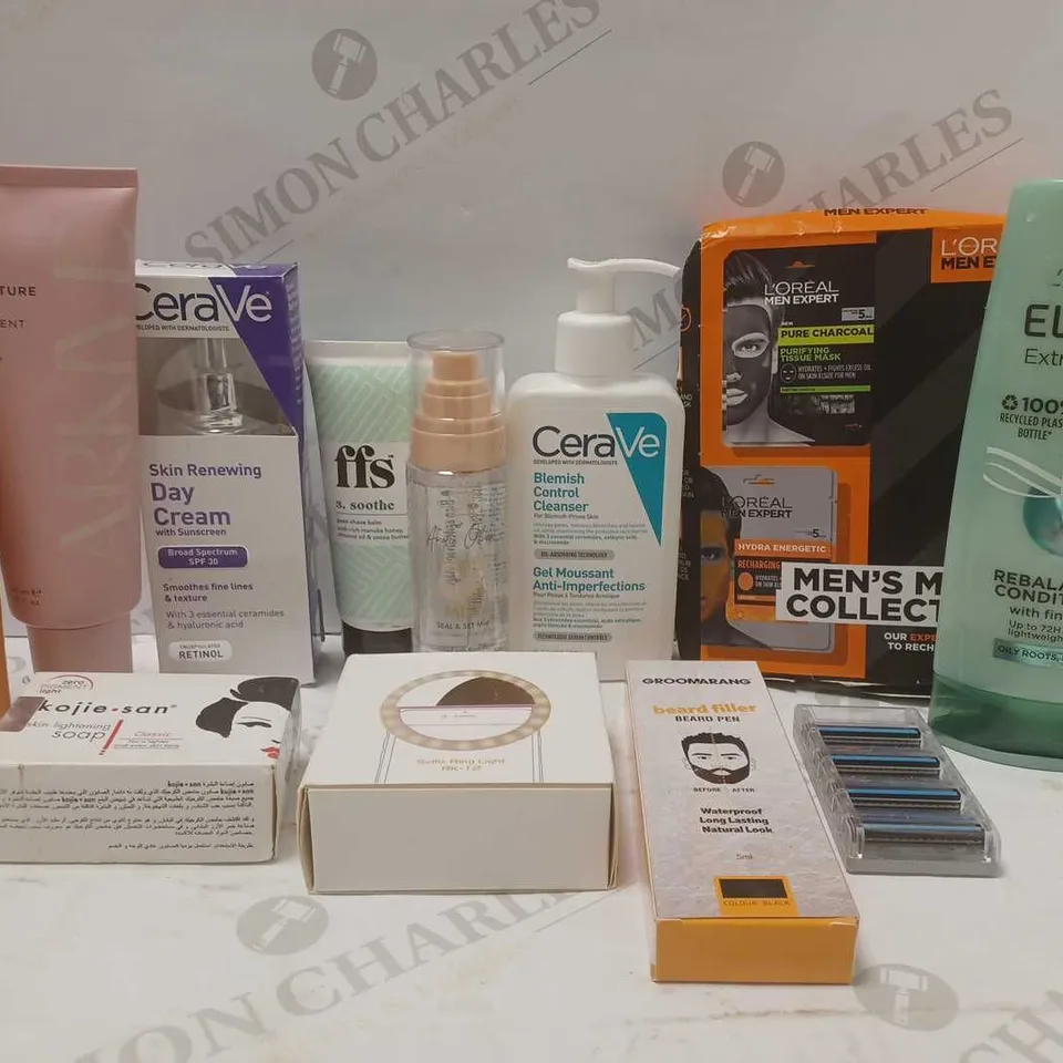 LOT OF APPROX 12 ASSORTED BEAUTY PRODUCTS TO INCLUDE ARKIVE TREATMENT MASK, L'OREAL ELVIVE DREAM LENGTHS IRON SPRAY, CERA VE BLEMISH CONTROL CLEANSER, ETC