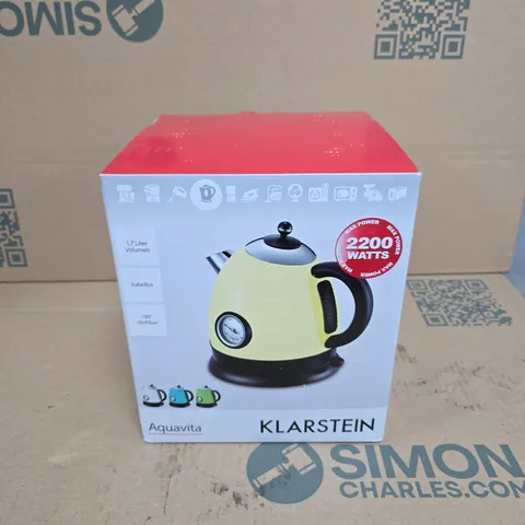 KLARSTEIN AQUAVITA ELECTRIC KETTLE, 1.7 L, 2200 W – BOXED