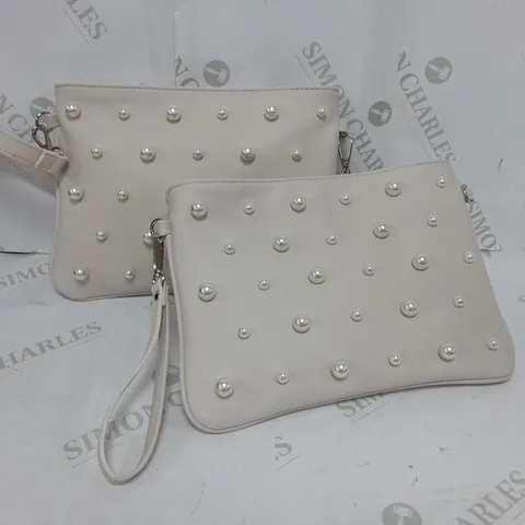 FRANK USHER CREAM BAG WITH PEARLS X 2