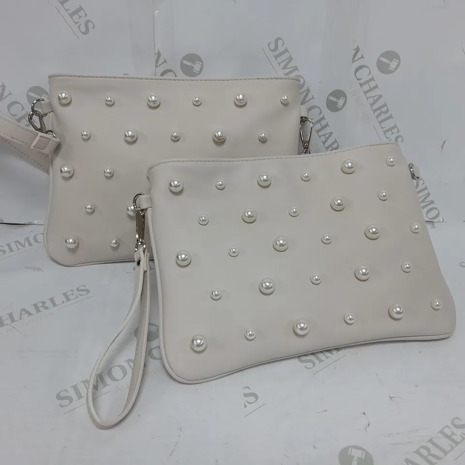 FRANK USHER CREAM BAG WITH PEARLS X 2