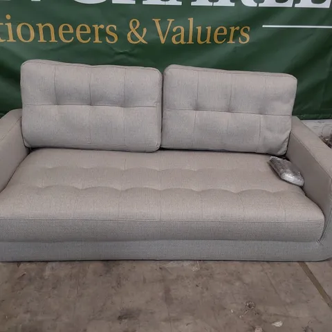 DESIGNER THREE SEATER SOFA LIGHT GREY FABRIC