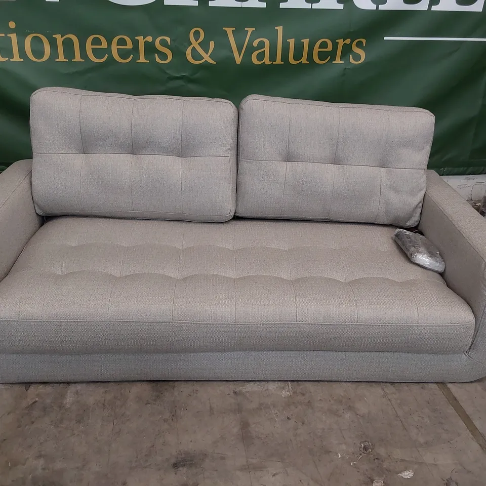 DESIGNER THREE SEATER SOFA LIGHT GREY FABRIC 