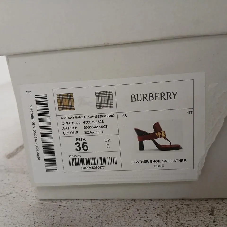 BURBERRY RED LEATHER SANDALS – UK 3 (EU 36)