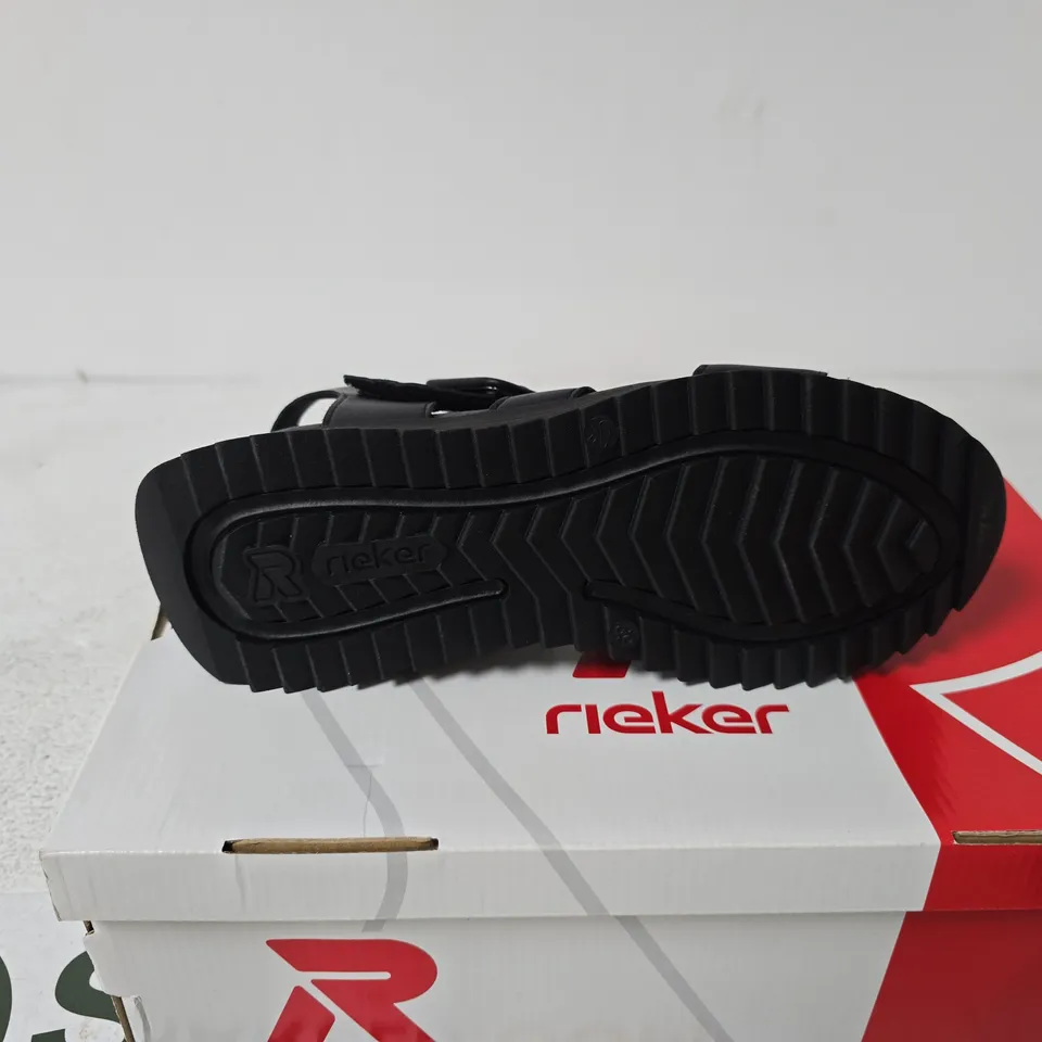 RIEKER LEATHER SPORTY SANDAL BLACK SIZE 6 BOXED