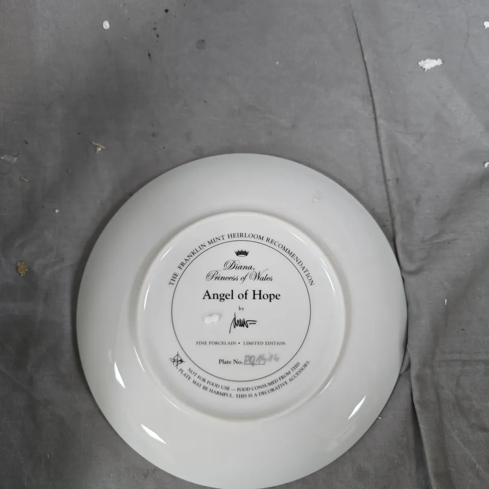 THE FRANKLIN MINT ANGEL OF HOPE PLATE - DIANA, PRINCESS OF WALES, FINE PORCELAIN, LIMITED EDITION