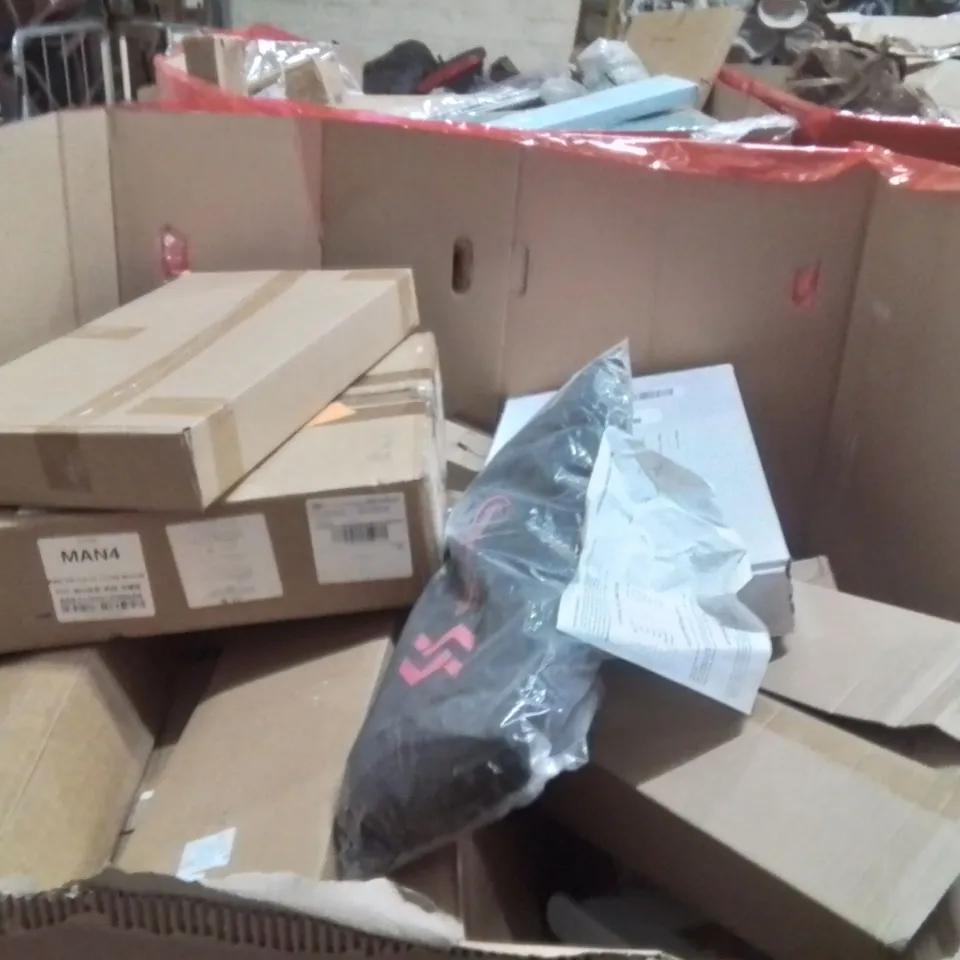 PALLET OF ASSORTED HOUSEHOLD GOODS AND PRODUCTS TO INCLUDE;CEILING FAN LIGHT,CHRISTMAS TREE,SHOWER MIXER SYSTEM 